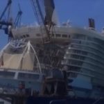 На Багамах на крупный круизный лайнер упал подъемный кран