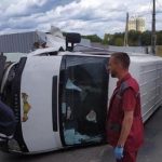На втором кольце в Минске перевернулся микроавтобус